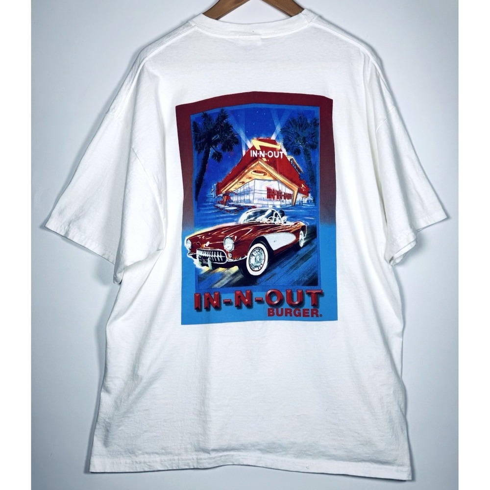 In N Out Burger California The Wharf T Shirt XL White Car Graphic Bill Hall Art